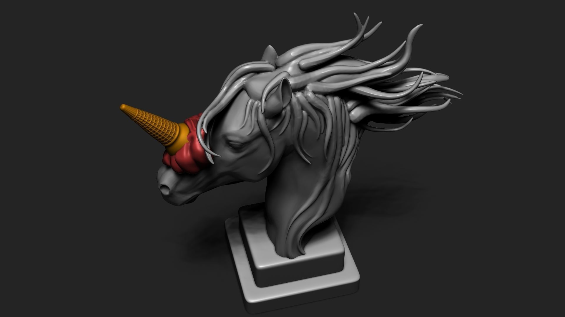 HORSE AND UNICORN WITH ICE CREAM 3D print model_5
