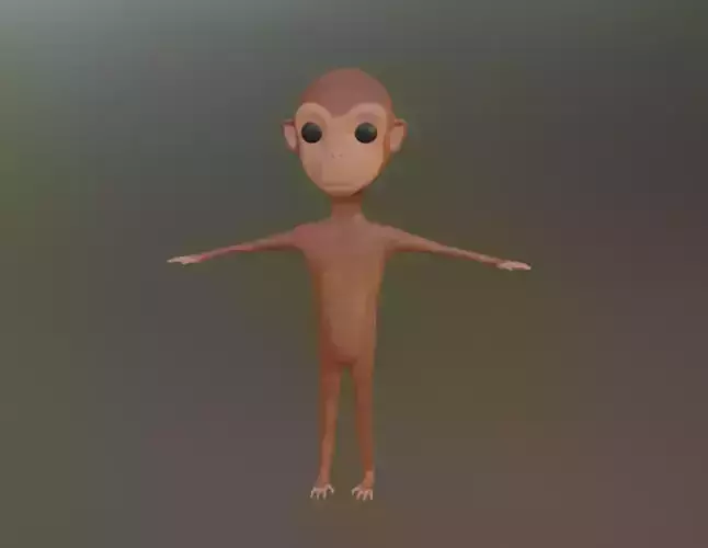 Cheerful Chubby Monkey - Stylized 3D Cartoon Model