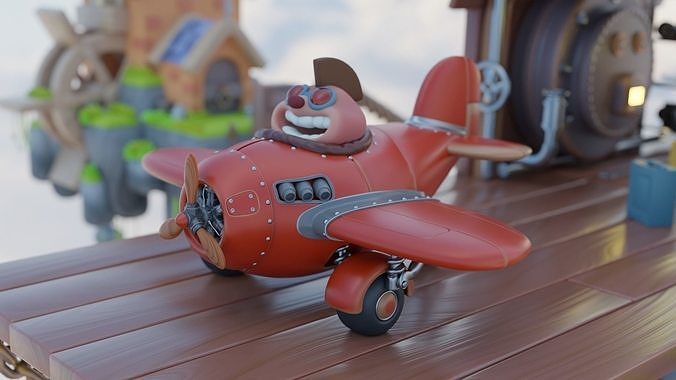 Plane Low-poly 3D model 3