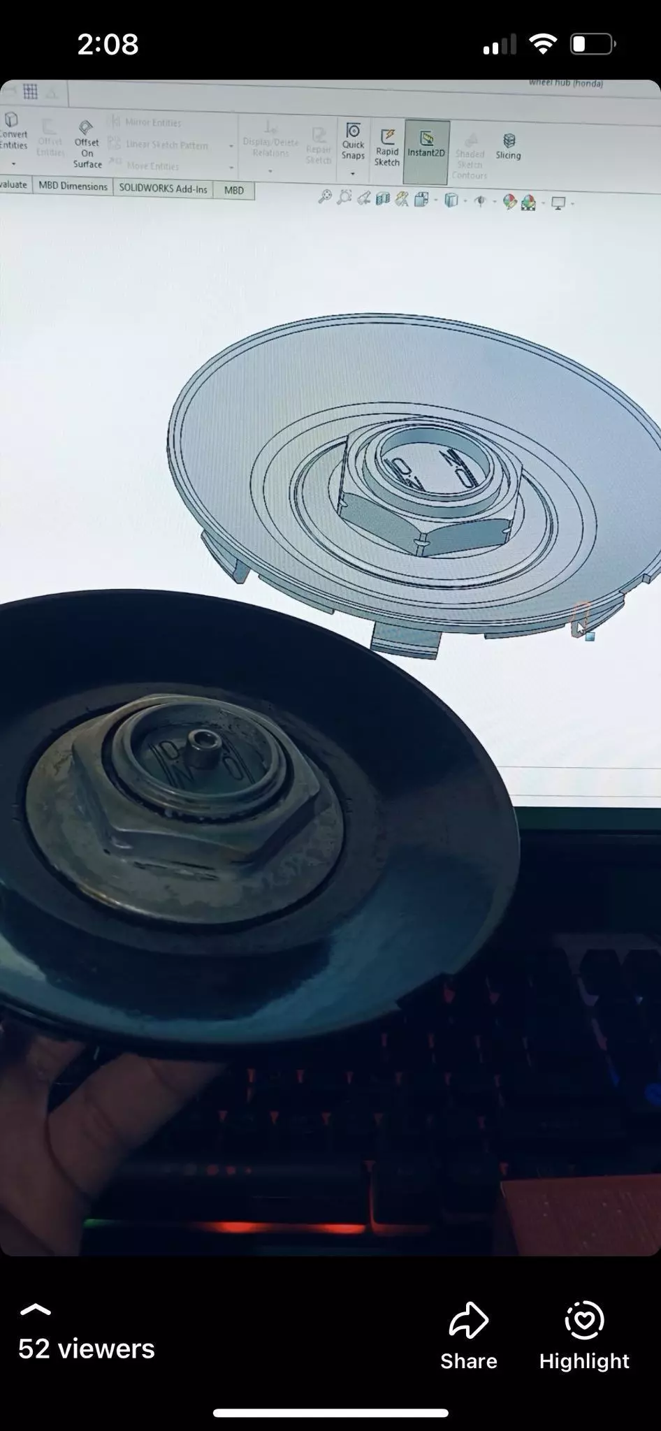 Honda Wheel Center Cap 3D print model_0