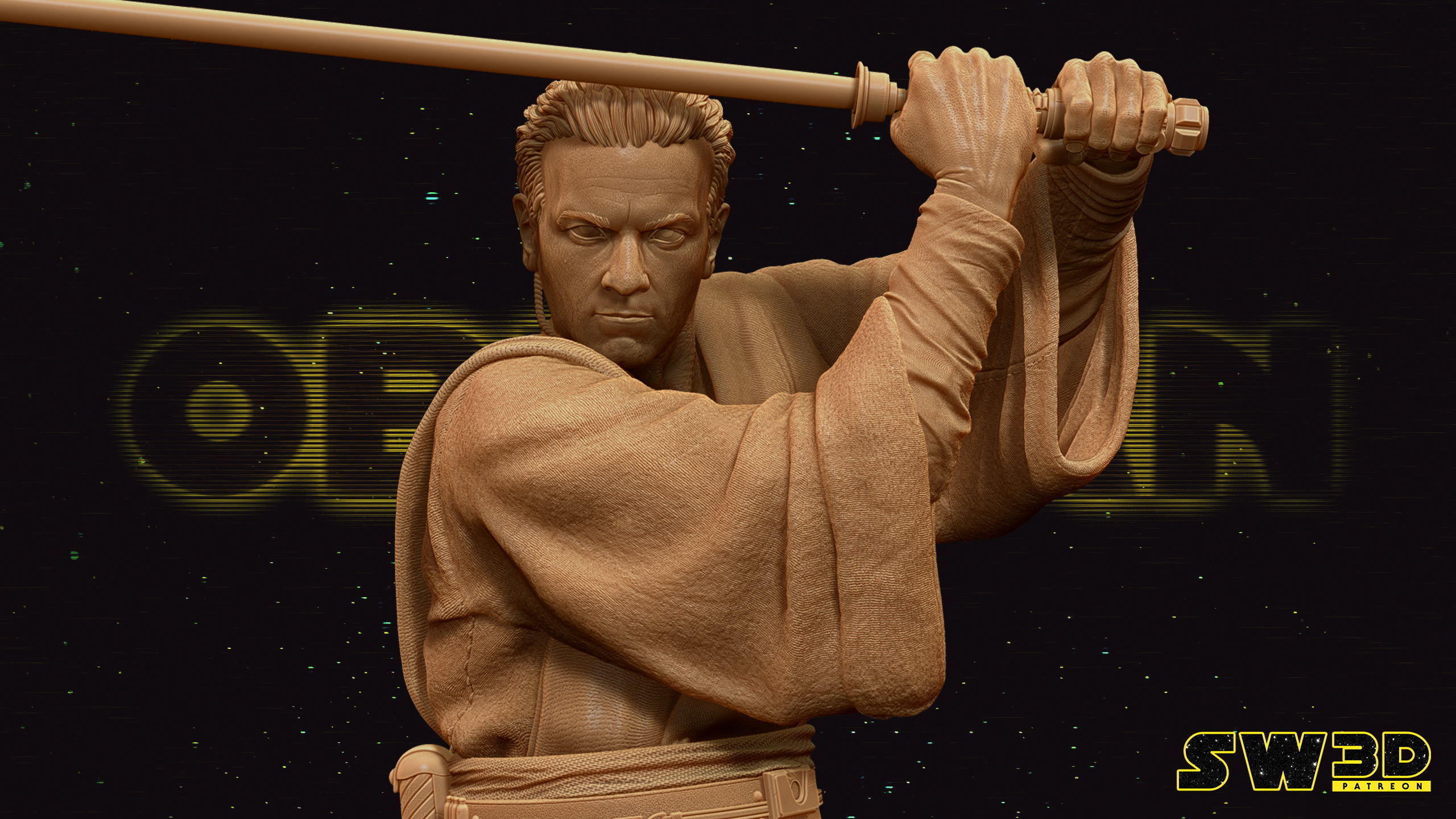 STAR WARS Obi Wan Bust Tested for 3D printing 3D print model_3