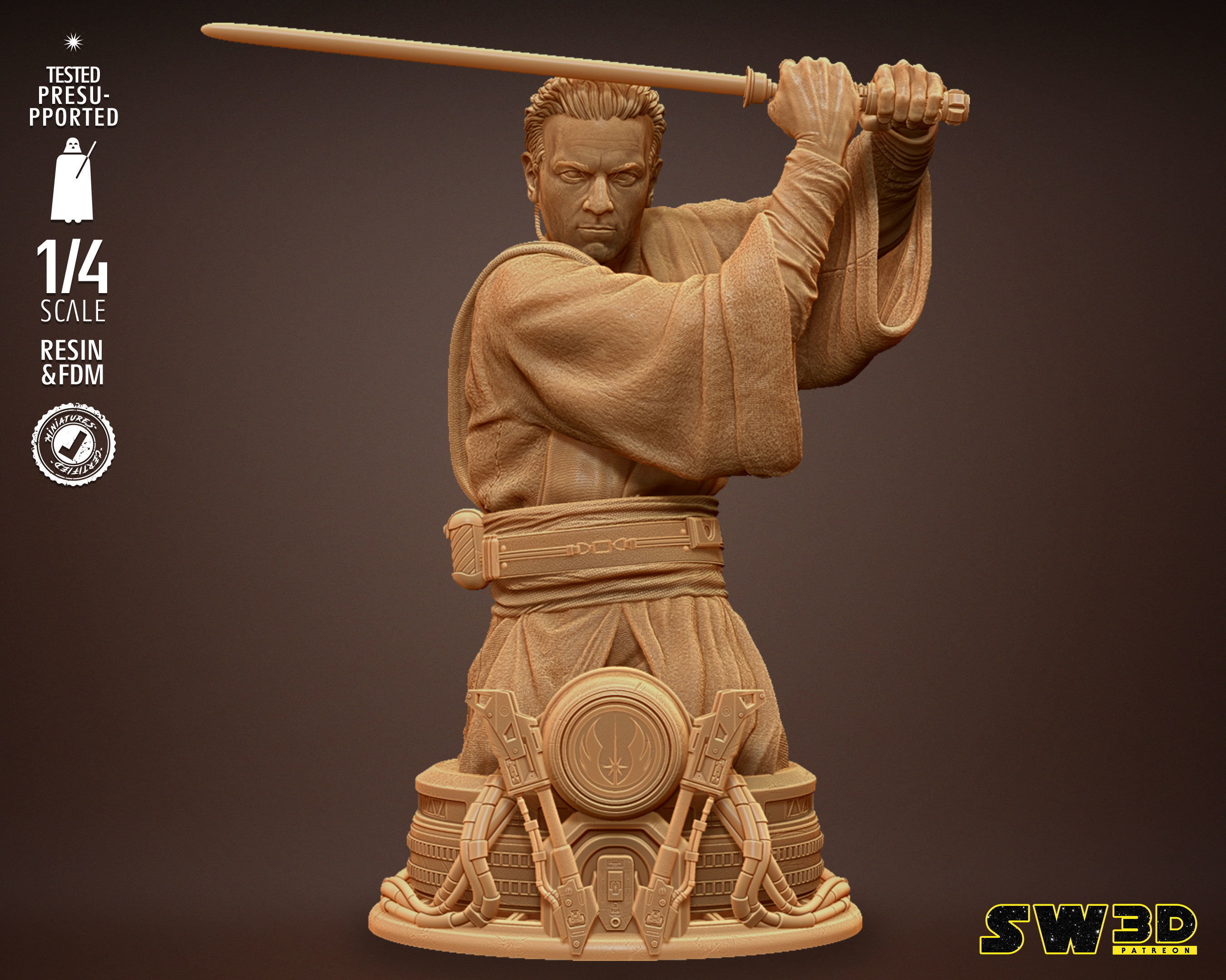 STAR WARS Obi Wan Bust Tested for 3D printing 3D print model_6