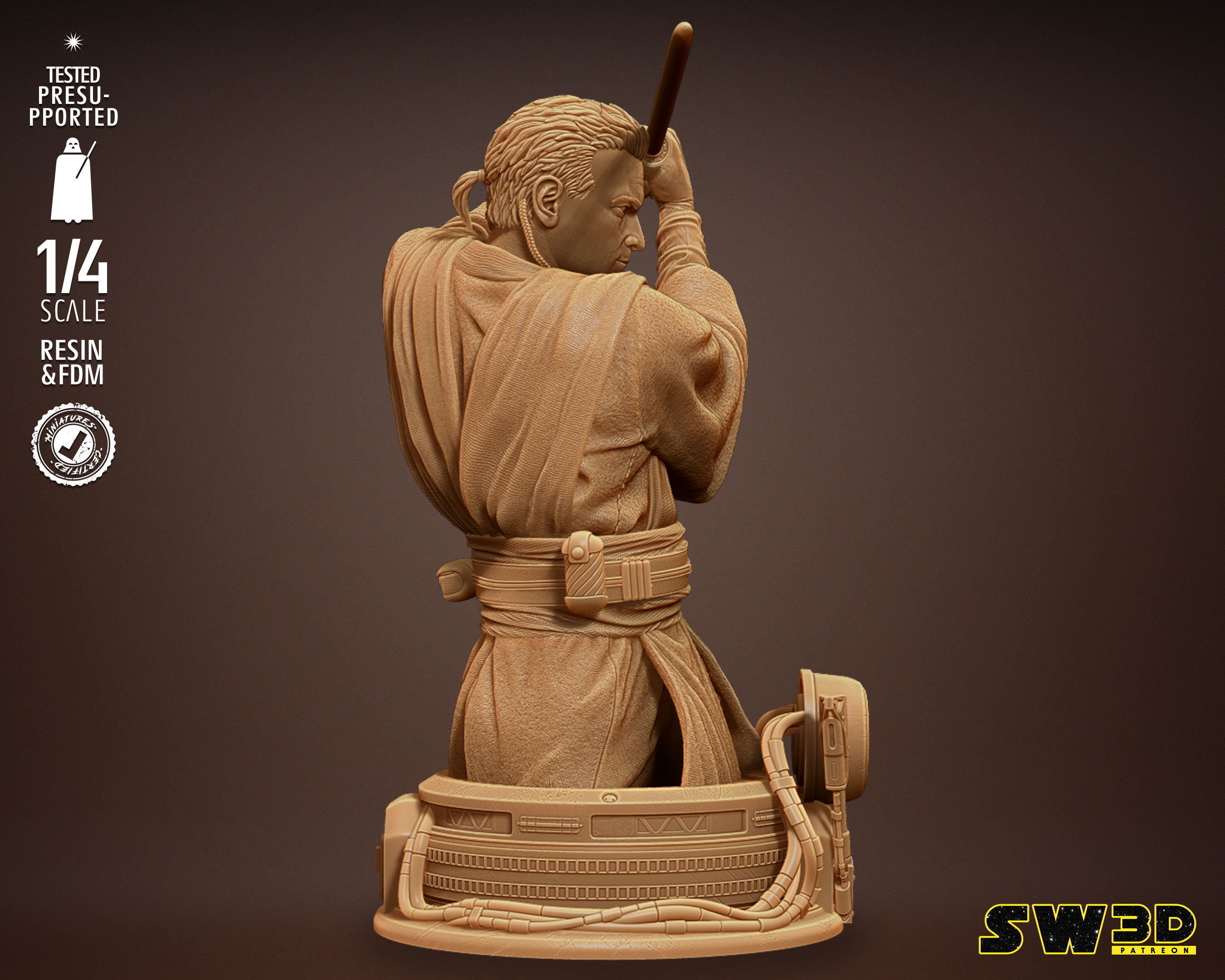 STAR WARS Obi Wan Bust Tested for 3D printing 3D print model_20