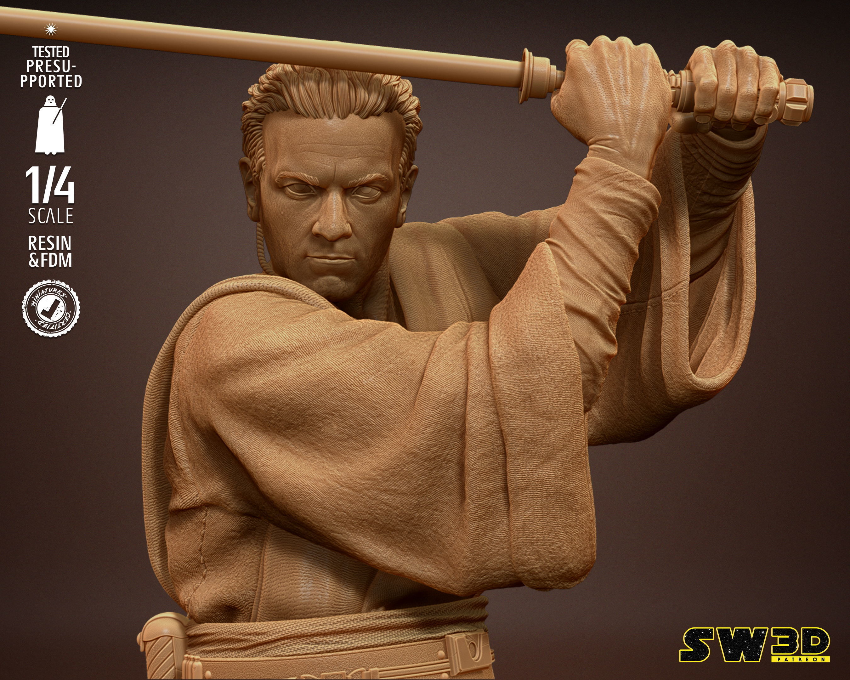 STAR WARS Obi Wan Bust Tested for 3D printing 3D print model_34