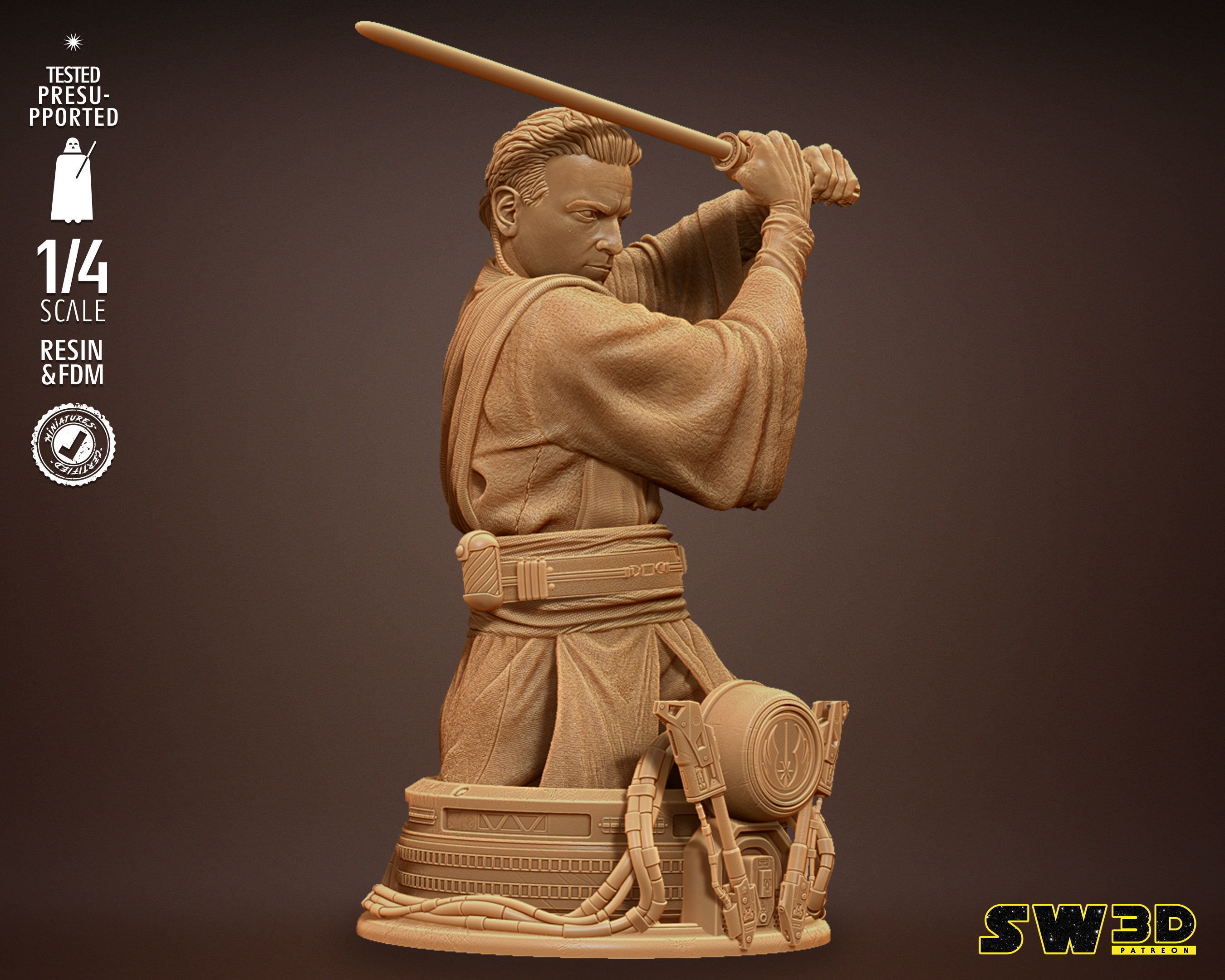 STAR WARS Obi Wan Bust Tested for 3D printing 3D print model_25