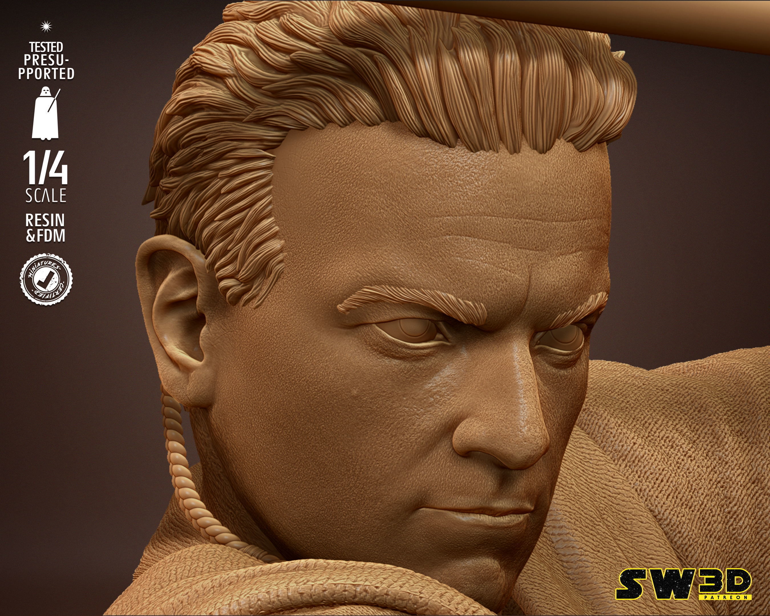 STAR WARS Obi Wan Bust Tested for 3D printing 3D print model_42