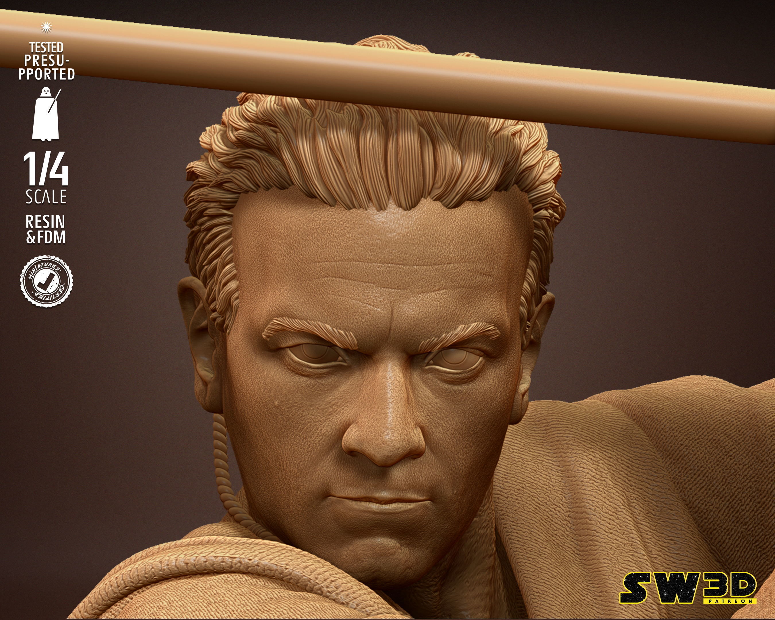 STAR WARS Obi Wan Bust Tested for 3D printing 3D print model_36