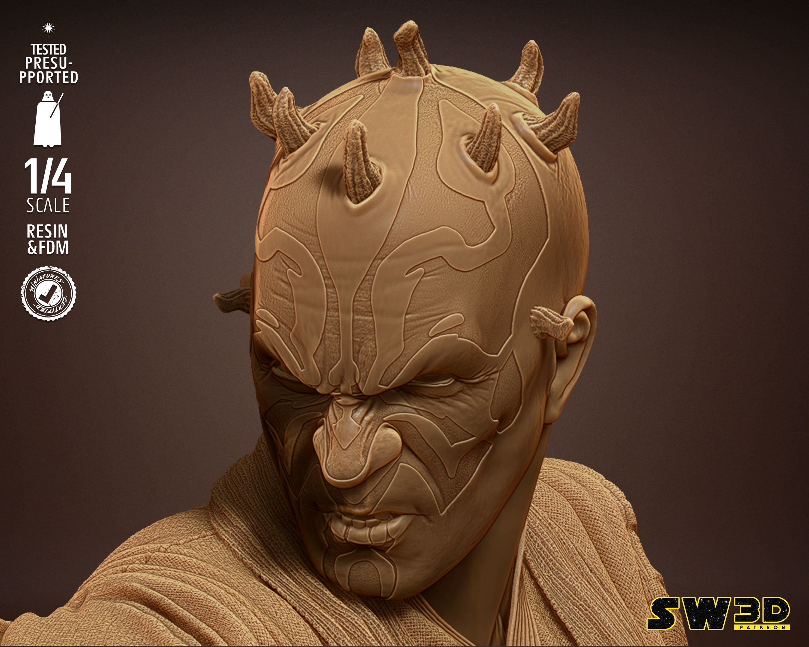STAR WARS Darth Maul Bust Tested for 3D printing 3D print model_29