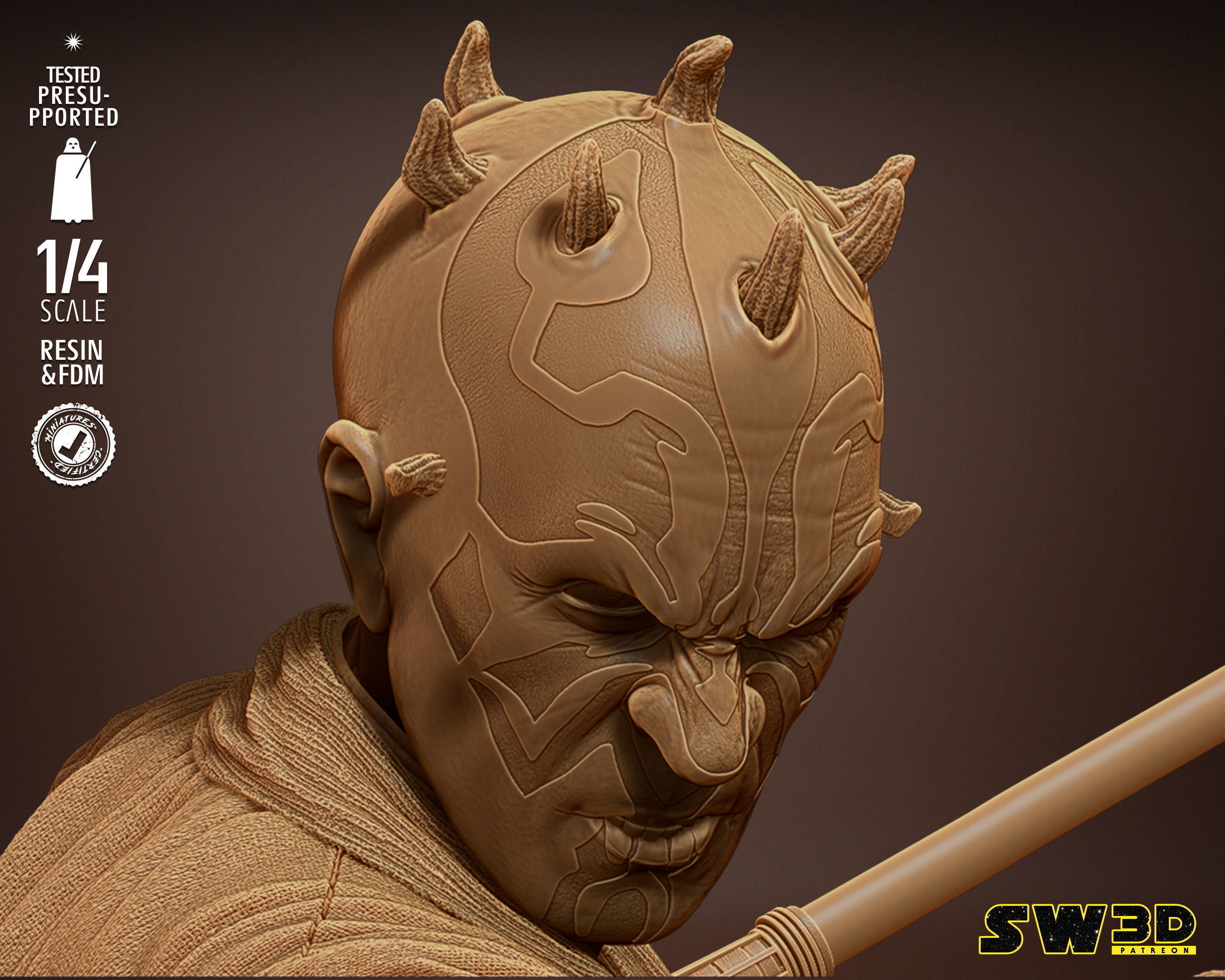 STAR WARS Darth Maul Bust Tested for 3D printing 3D print model_30