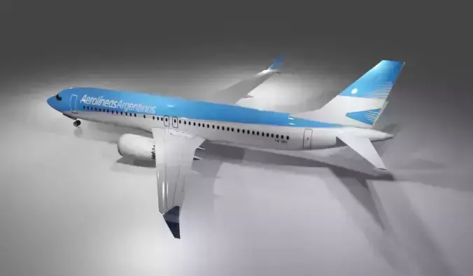 Aerolineas Argentinas Boeing 737 max8 3D Model with cockpit  Low-poly 3D model