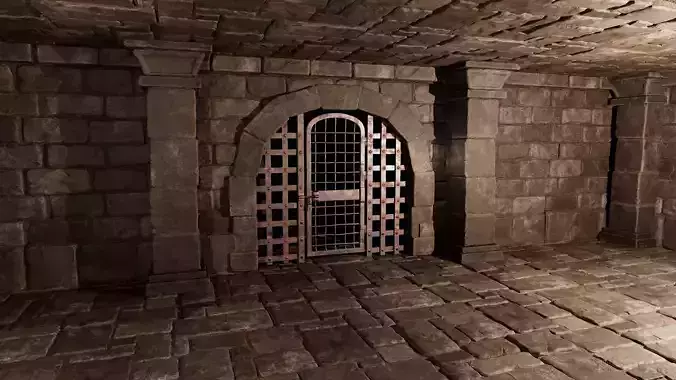 Modular Dungeon Set Low-poly 3D model