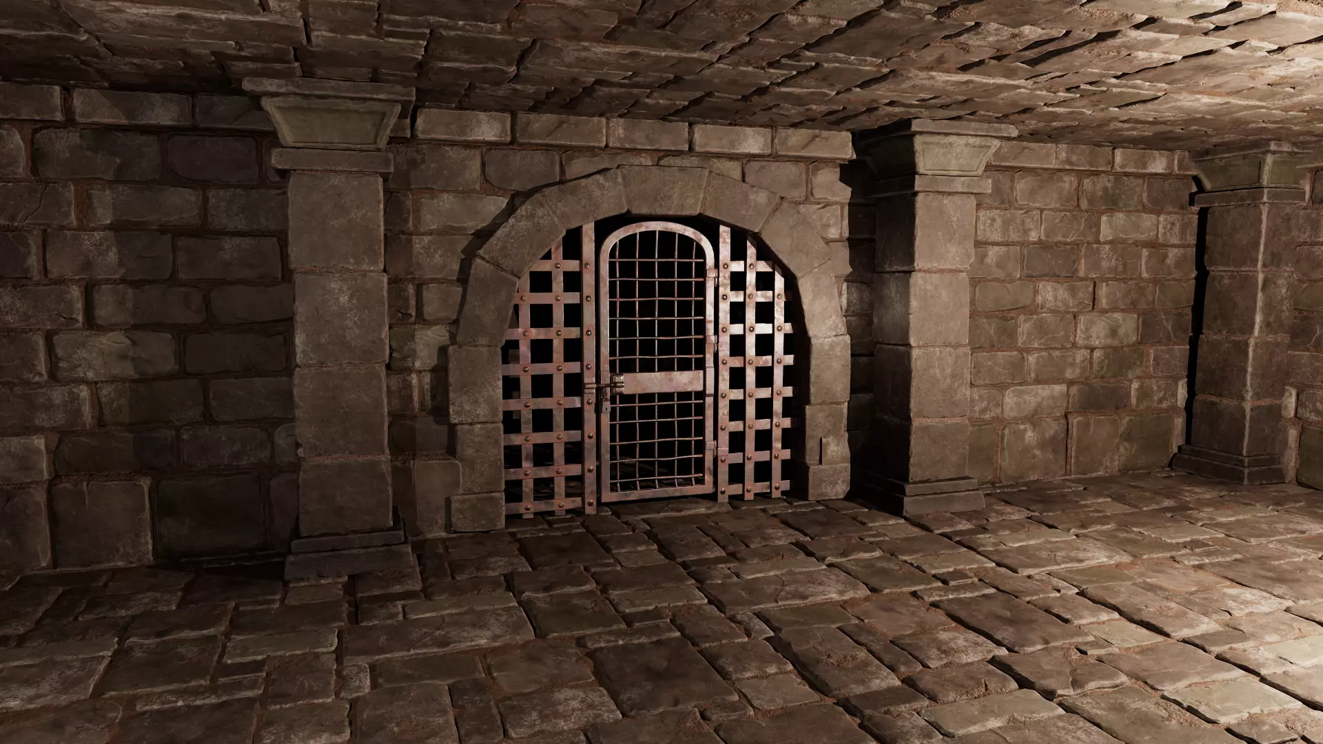 Modular Dungeon Set Low-poly 3D model_0