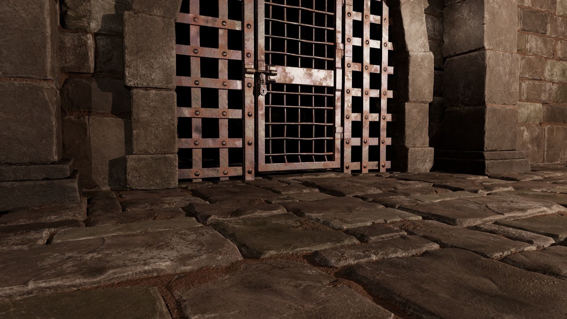 Modular Dungeon Set Low-poly 3D model_1