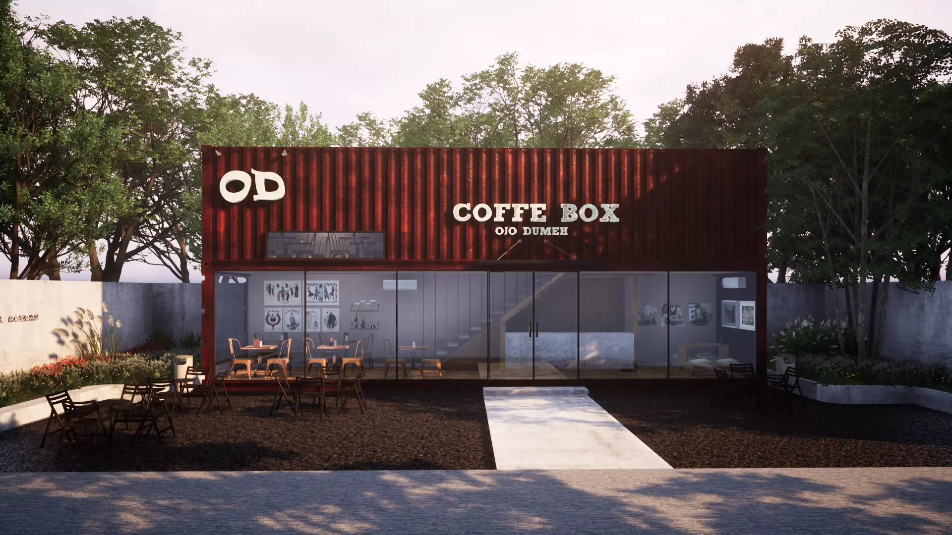 Container cafe 3D model