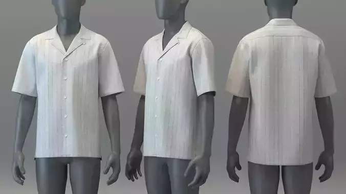  Striped Camp Collar Shirt