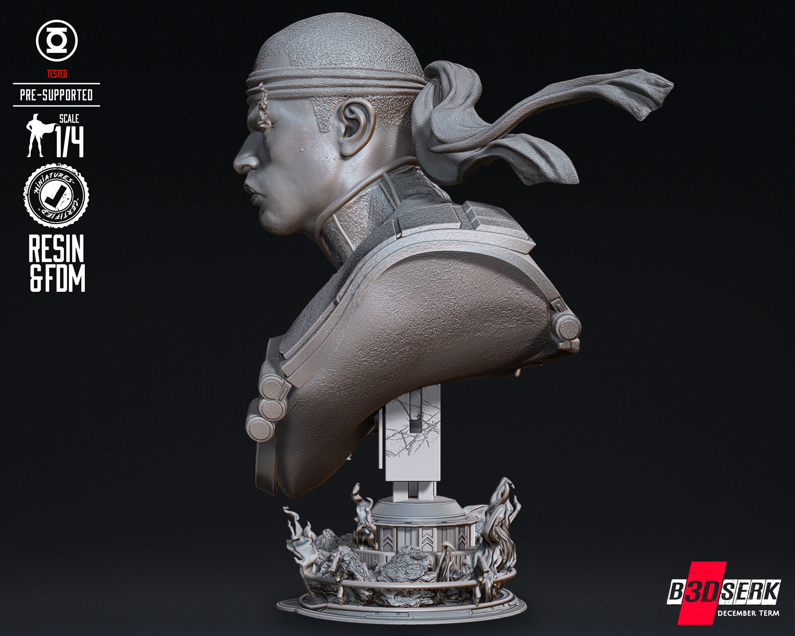 B3DSERK Jhon Stewart Portrait Bust Tested for 3D printing 3D print model_19