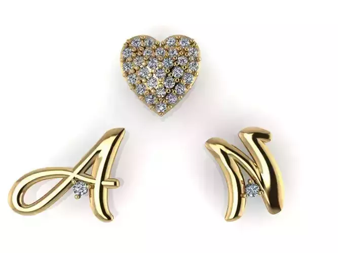 A N Letter Heart Pendant 2099