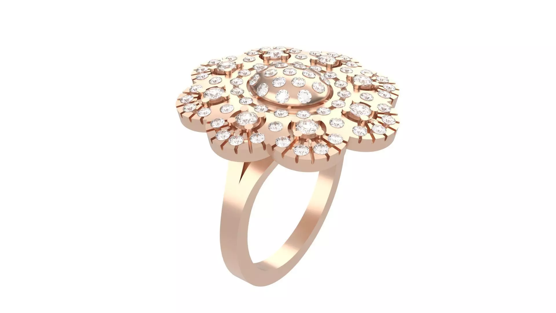 Flower Ring High Jewelry Diamonds Free 3D print model