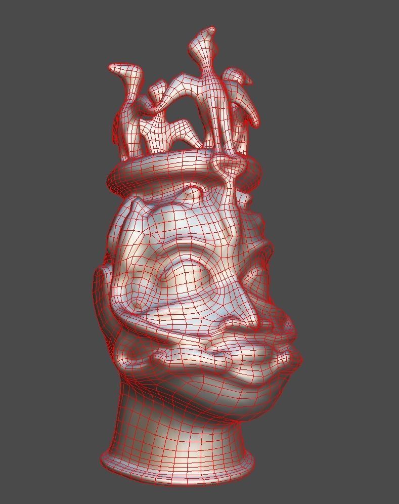 Osun Altar Head - Bronze Head and Cast Low-poly 3D model_4