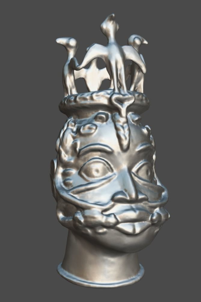 Osun Altar Head - Bronze Head and Cast Low-poly 3D model_5