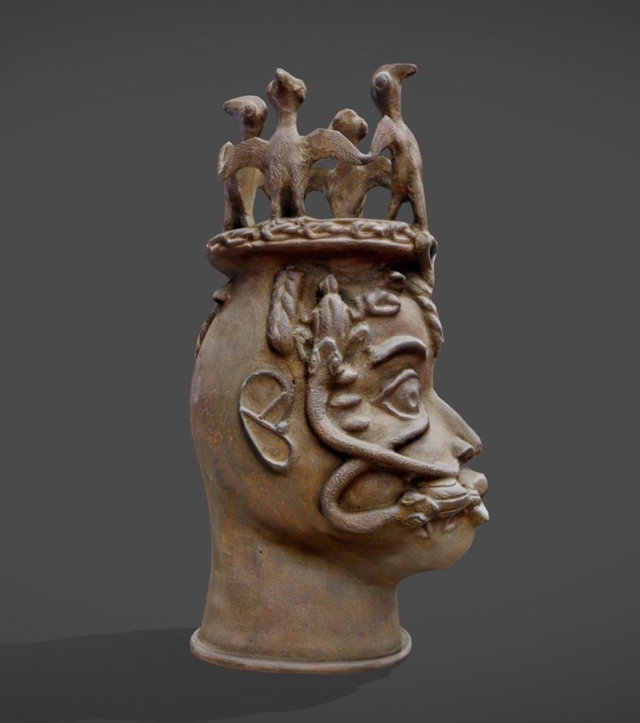 Osun Altar Head - Bronze Head and Cast Low-poly 3D model_3
