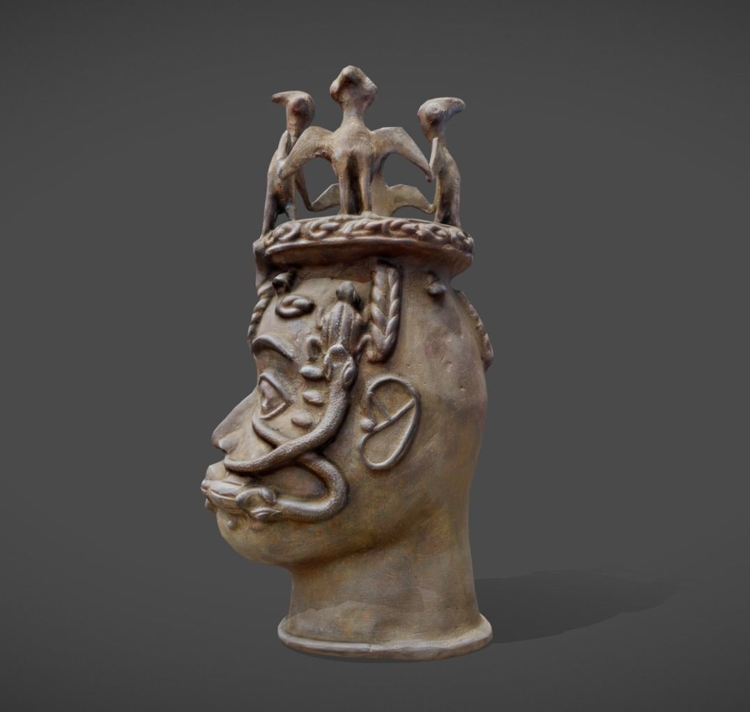 Osun Altar Head - Bronze Head and Cast Low-poly 3D model_1