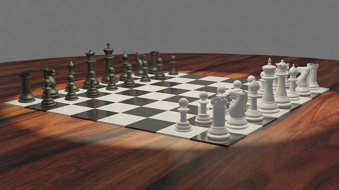 3D model Classic Chess Set Low-poly 3D model