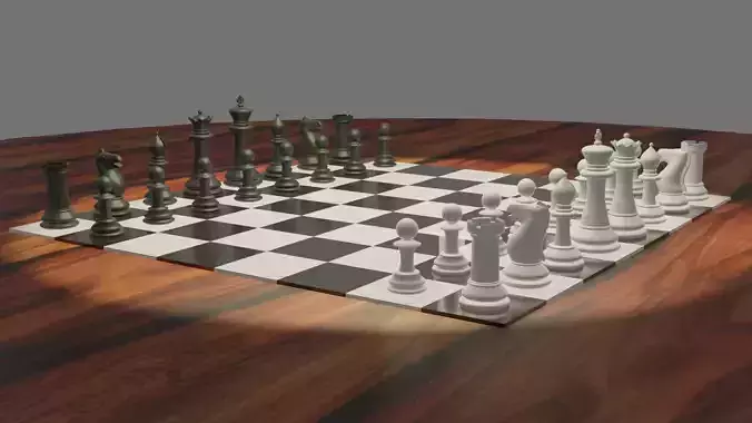 3D model Classic Chess Set Low-poly 3D model
