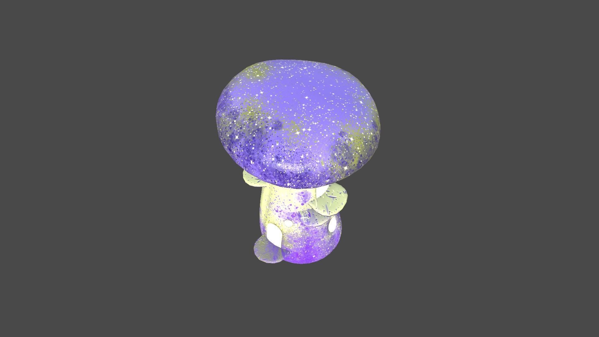 Fantasy Mushroom F08 Purple Yellow - Scene Backdrop Design Low-poly 3D model_1