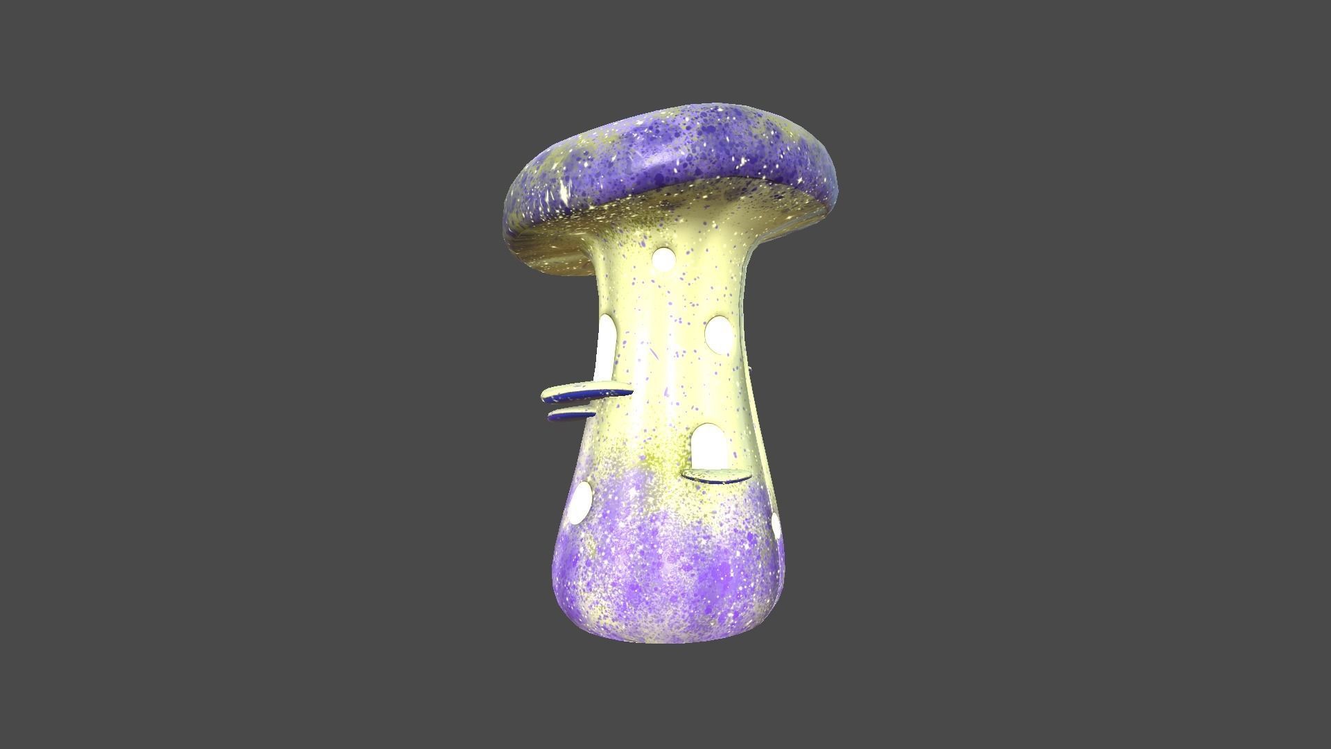 Fantasy Mushroom F08 Purple Yellow - Scene Backdrop Design Low-poly 3D model_3