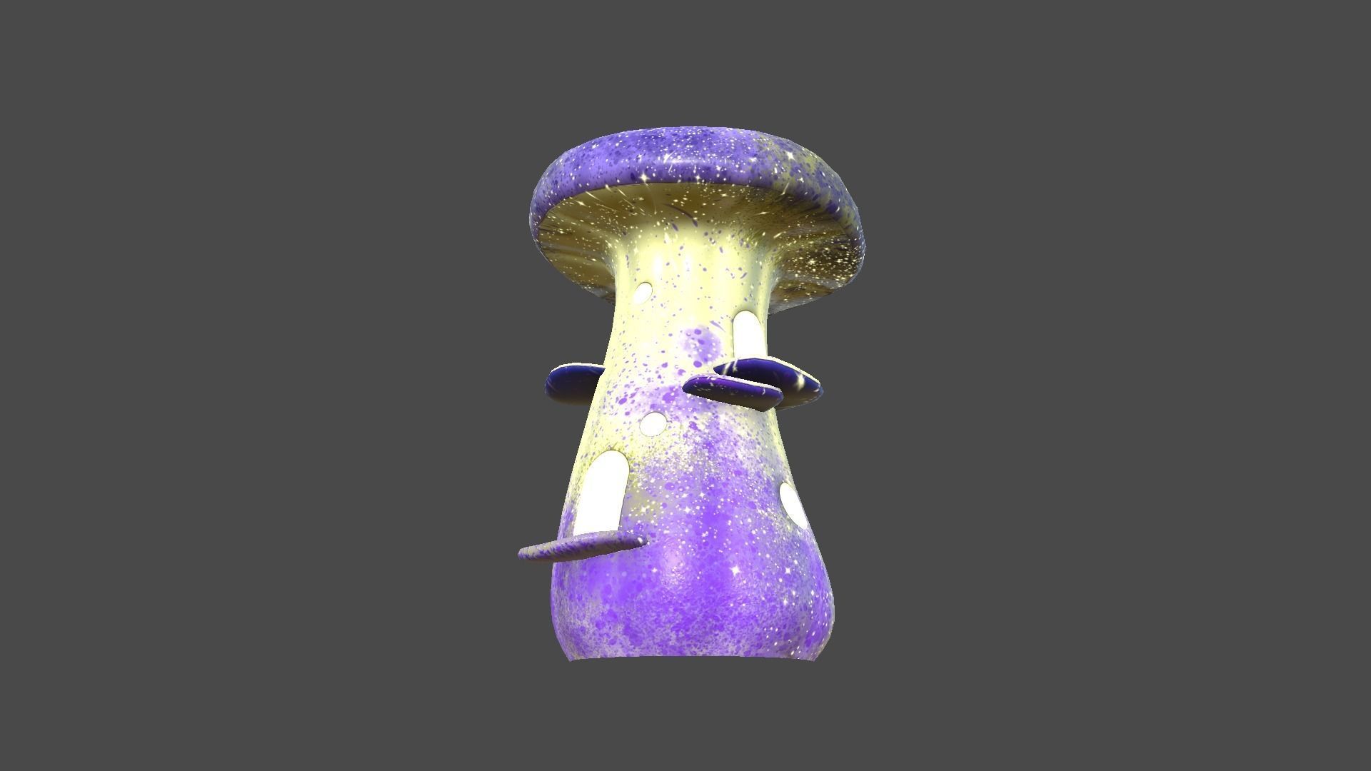 Fantasy Mushroom F08 Purple Yellow - Scene Backdrop Design Low-poly 3D model_2