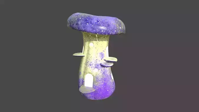 Fantasy Mushroom F08 Purple Yellow - Scene Backdrop Design Low-poly 3D model