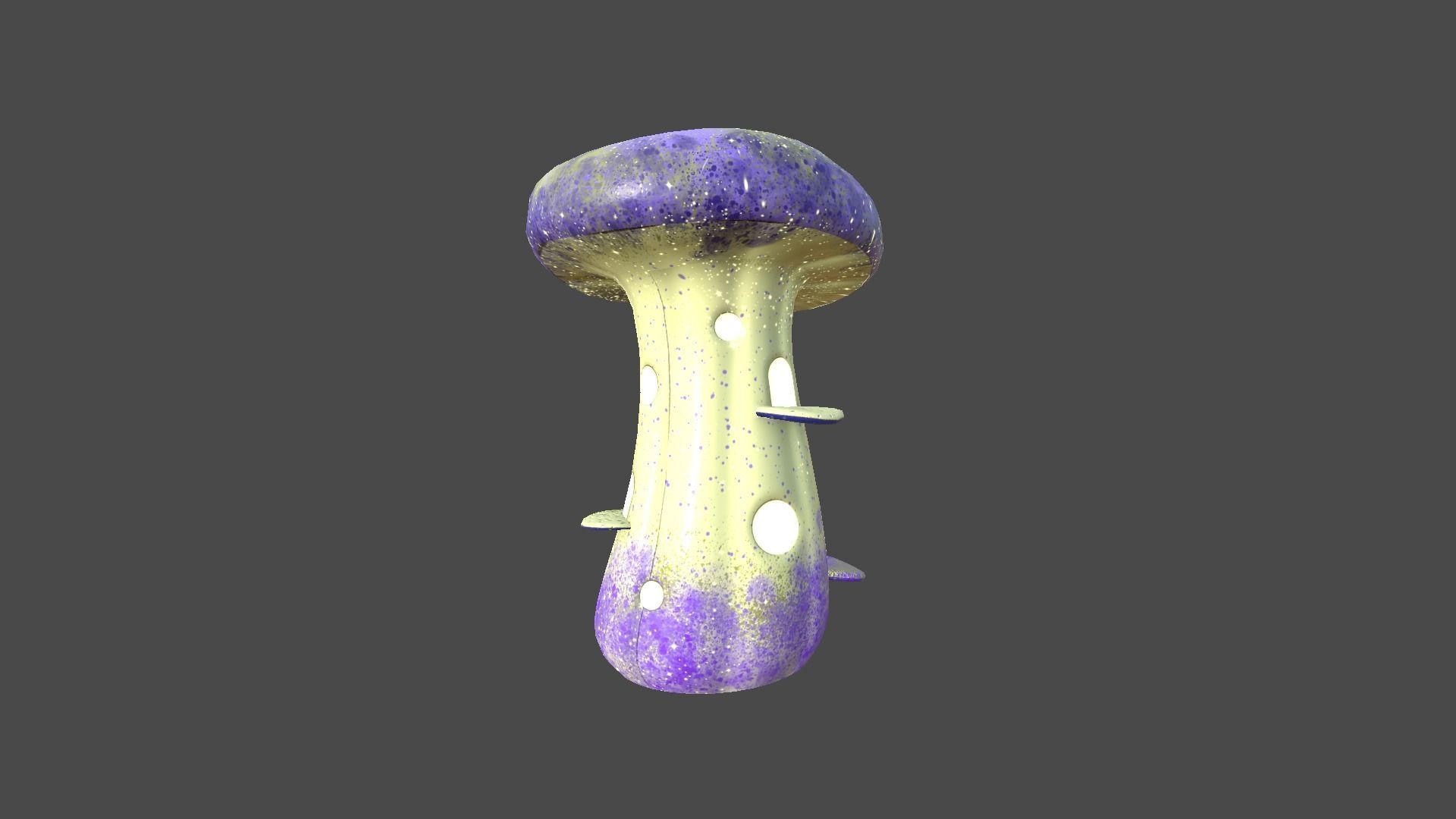 Fantasy Mushroom F08 Purple Yellow - Scene Backdrop Design Low-poly 3D model_4