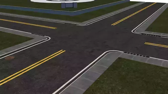 American Road Intersection Low-poly 3D model