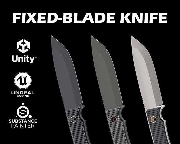 Fixed Blade Knife Lowpoly Gameready  Free low-poly 3D model