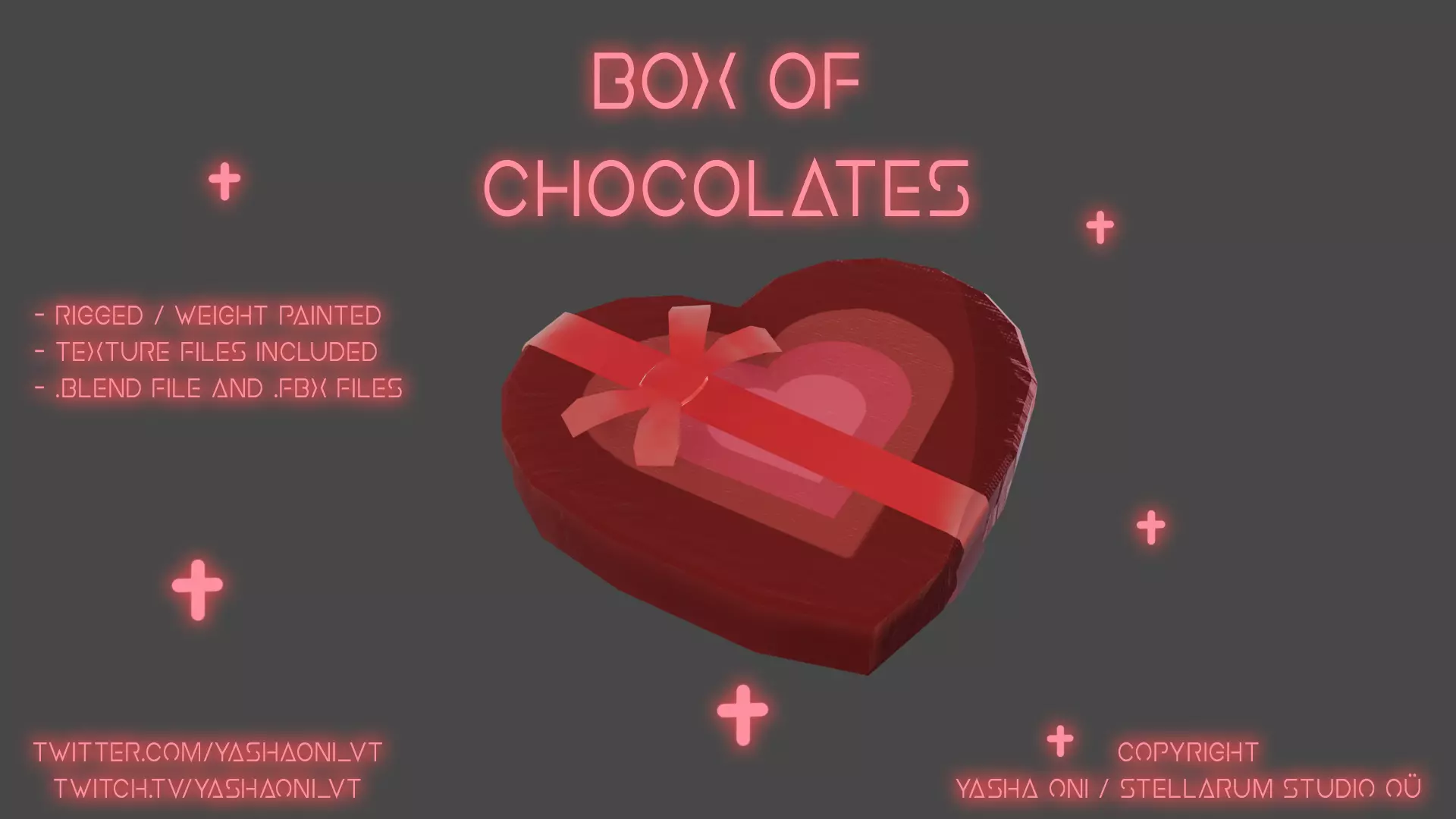 Heart Candy Box Low-poly 3D model