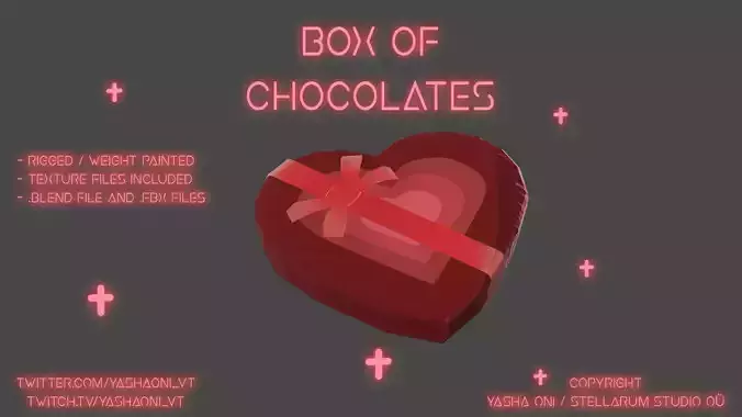 Heart Candy Box Low-poly 3D model