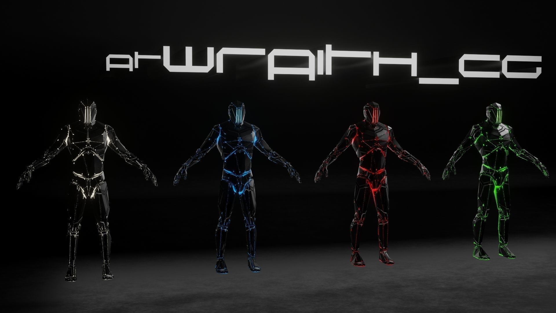 4 Androids Pack Download High Quality 3d Model Original Design Free low-poly 3D model_1