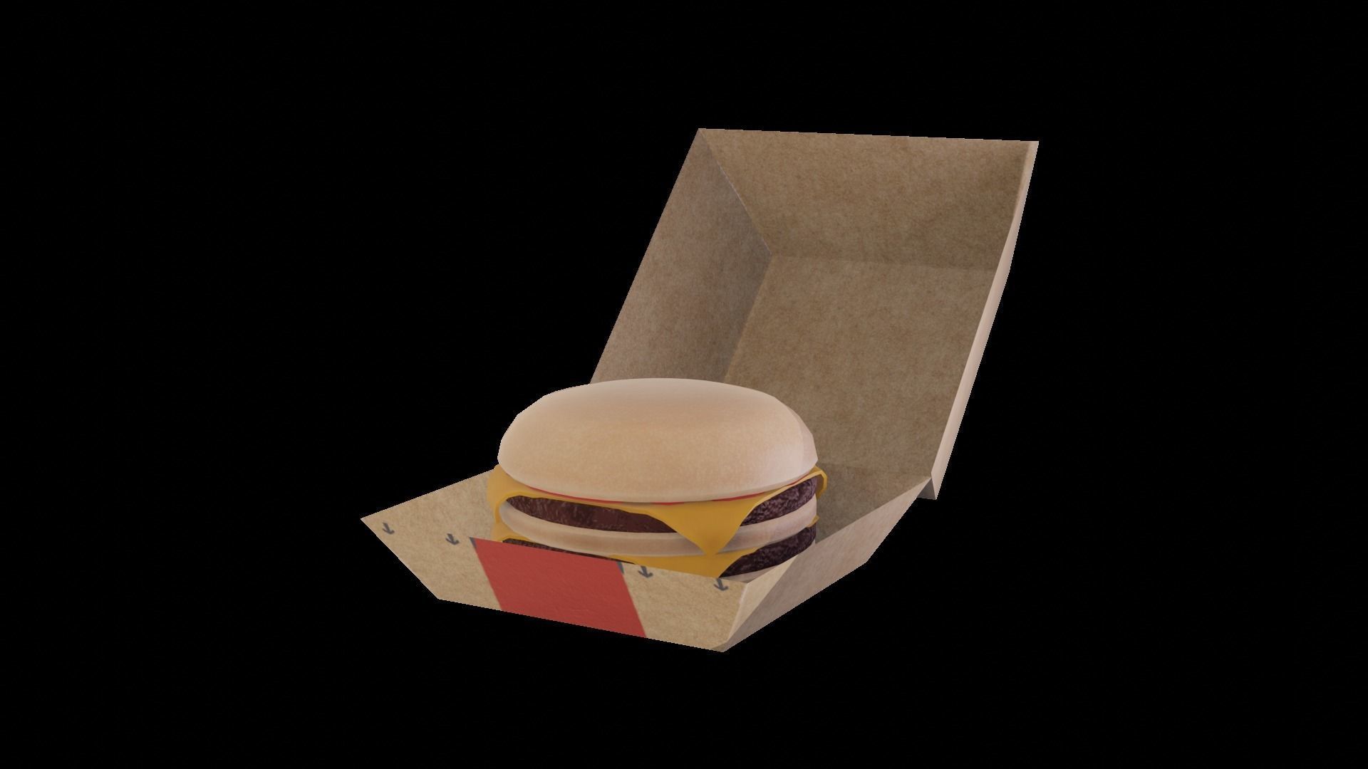 Burger and Box Low-poly 3D model_1