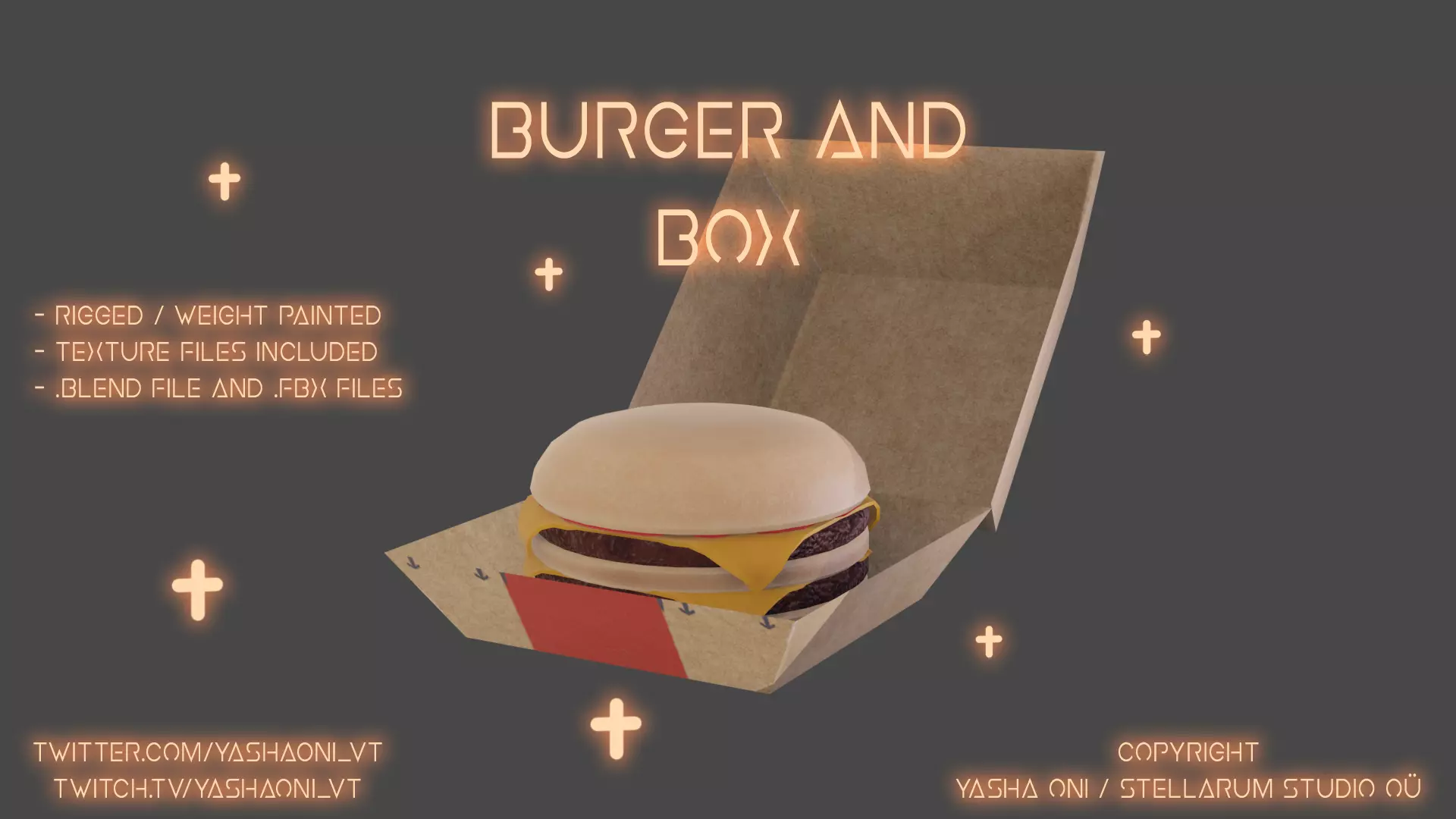 Burger and Box Low-poly 3D model_0