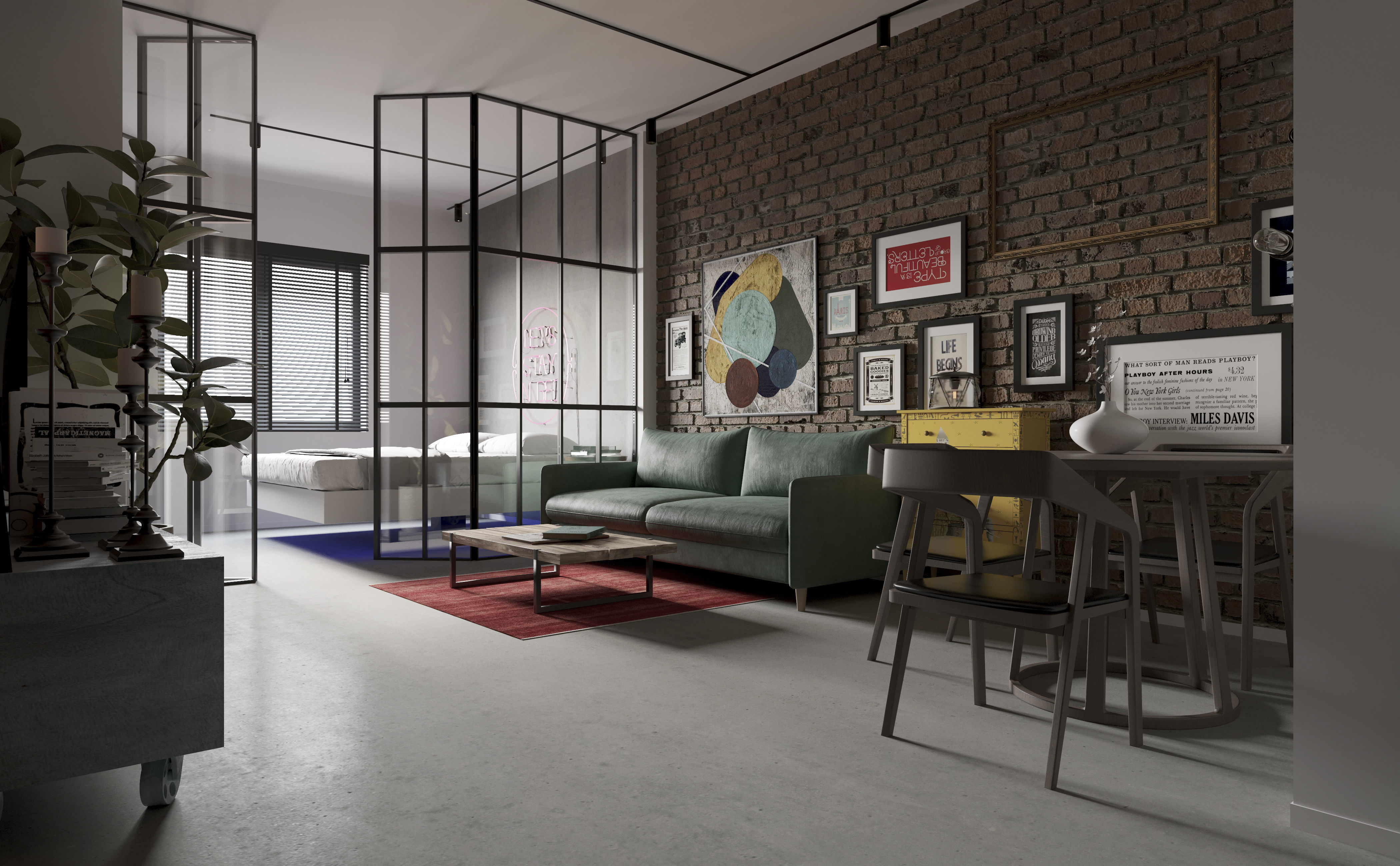 loft interior design 3D model_1