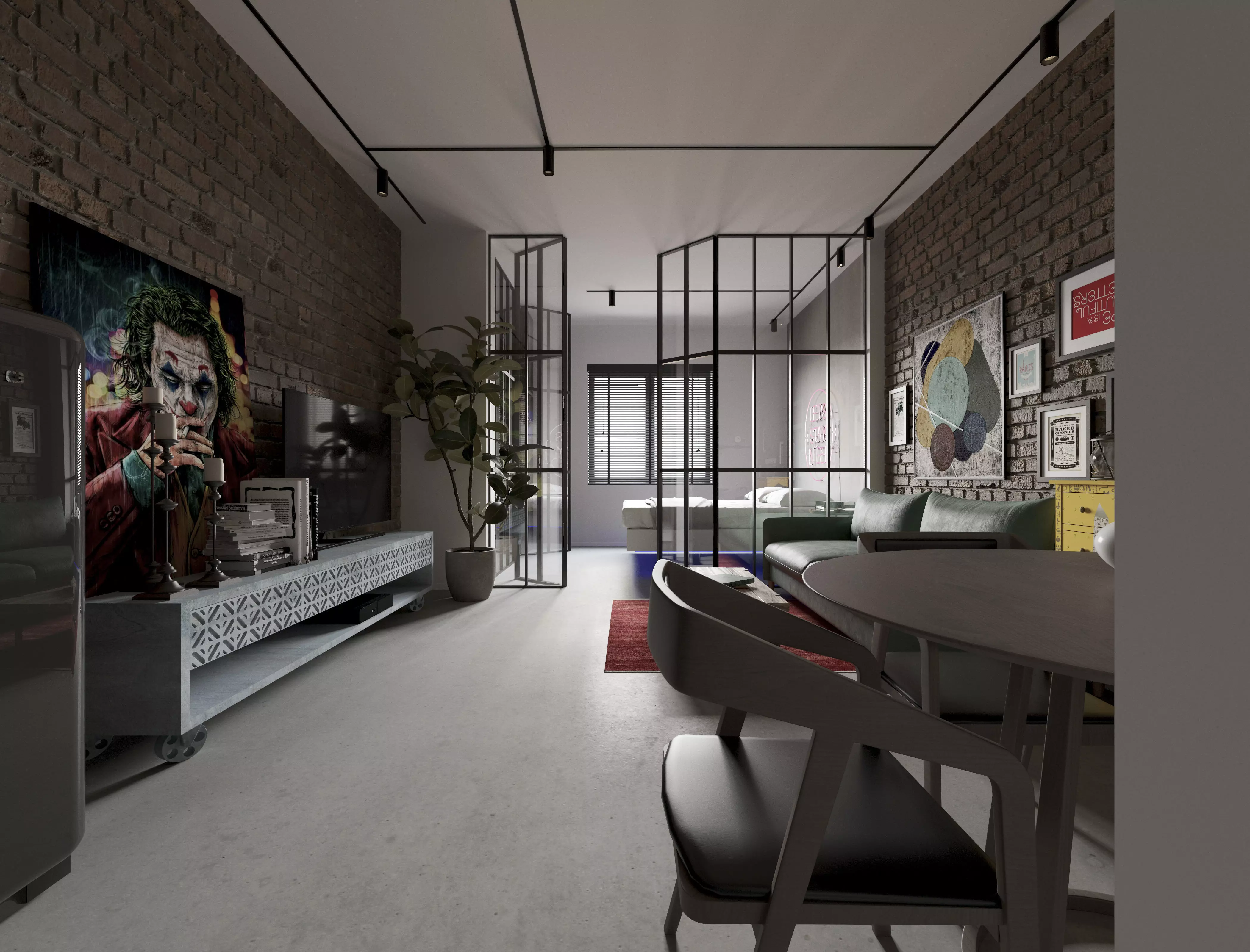 loft interior design 3D model_0