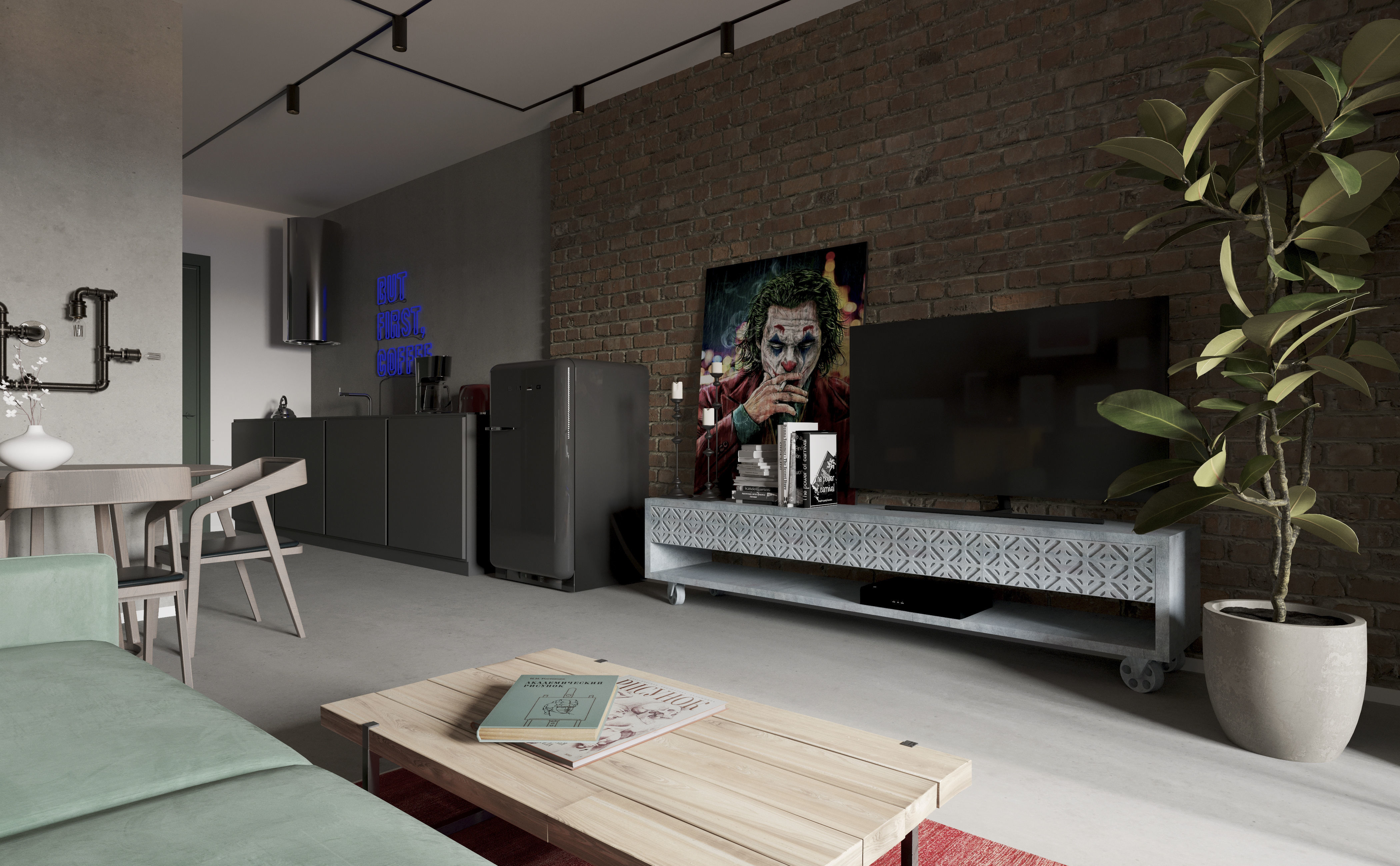 loft interior design 3D model_2