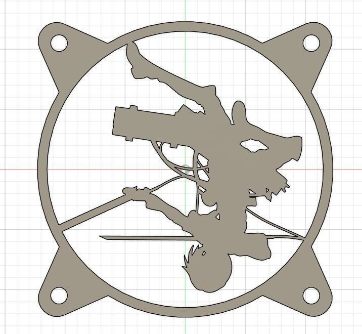 Attack on Titan Mikasa Ackerman PC fan grill cover  3D print model_11