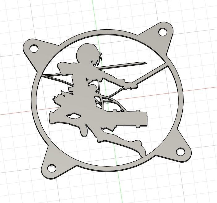 Attack on Titan Mikasa Ackerman PC fan grill cover  3D print model_15