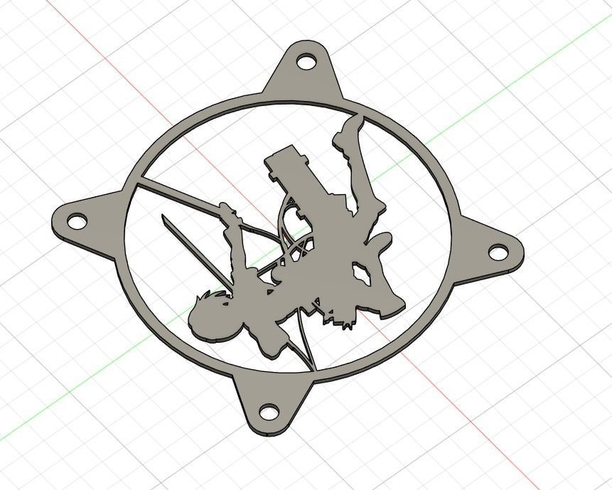 Attack on Titan Mikasa Ackerman PC fan grill cover  3D print model_32
