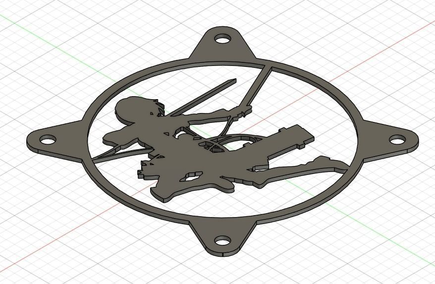 Attack on Titan Mikasa Ackerman PC fan grill cover  3D print model_8