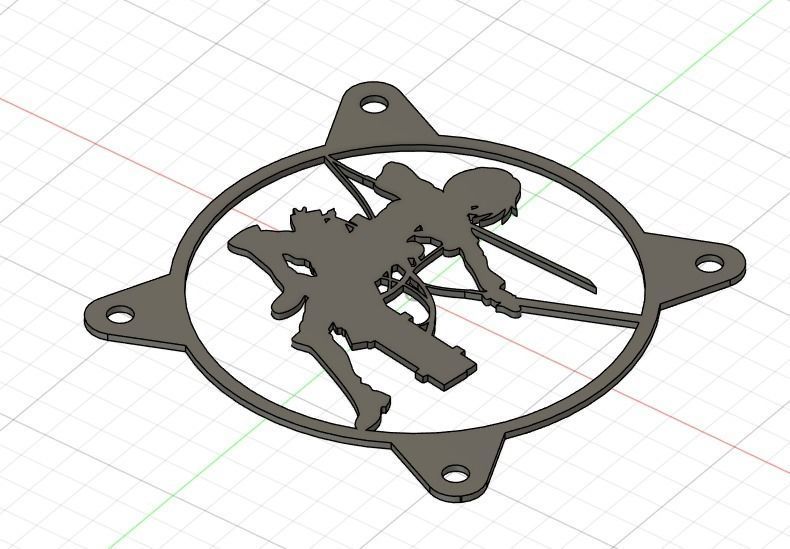 Attack on Titan Mikasa Ackerman PC fan grill cover  3D print model_26