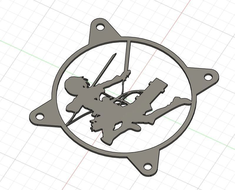 Attack on Titan Mikasa Ackerman PC fan grill cover  3D print model_17