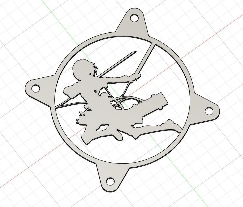 Attack on Titan Mikasa Ackerman PC fan grill cover  3D print model_16